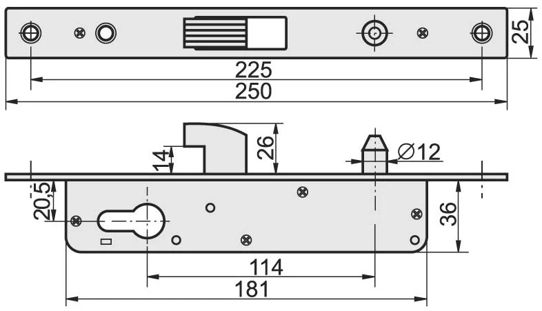KZK4420PB-90 Profil 40 x 40 x 1,5 x 2000mm so zámkom, rozteč 90 mm
