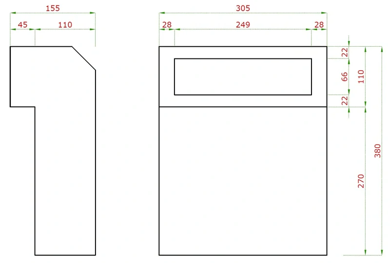 SMA-3-A schránka poštová (380x305x150mm), hrúbka 1.5mm), max. formát listu: A4, farba: RAL 7016 Antracit