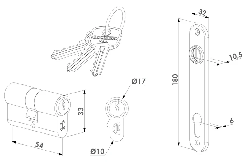 FORTYSET-40I-JA Sada na zamykanie krídlovej bránky, pre profil 40 x 40 mm