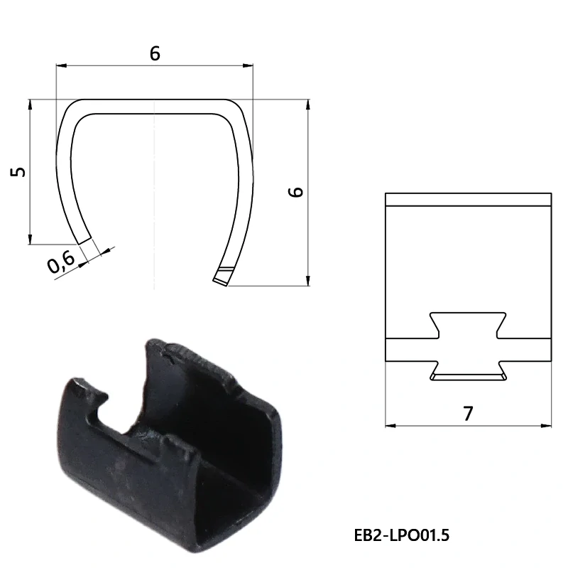 EB2-LPO02  Nerezové puzdro pre dve 2 mm lanká otvorené, AISI 316