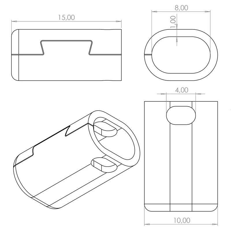 EB2-LPU02-B Lisovacie púzdra pre 2 mm lanká s okom, AISI 316, Čierna