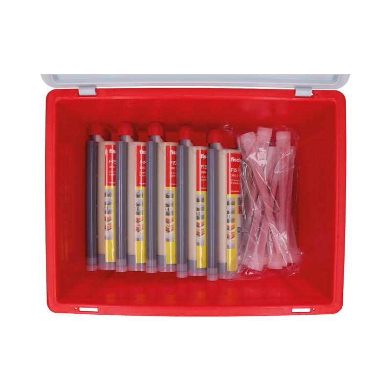 FIS V Plus 360 HWK Praktický montážny box Fischer HWK obsahujúci 12 x chemickú maltu Fischer FIS V Plus 360 + pištoľ grátis