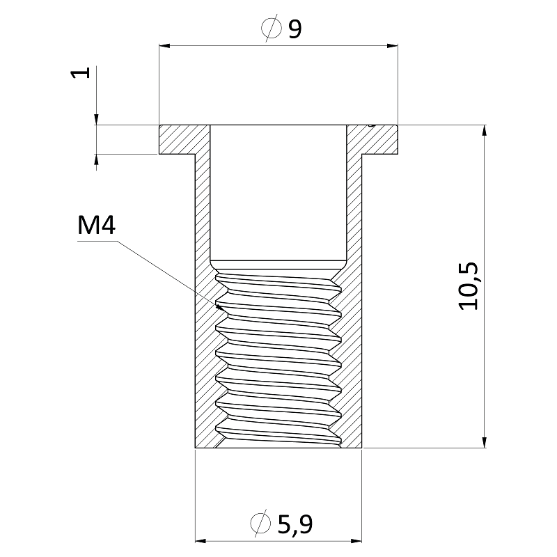 FH-KB matica nitovacia M3-M12 plochá hlava, rýhovaný driek