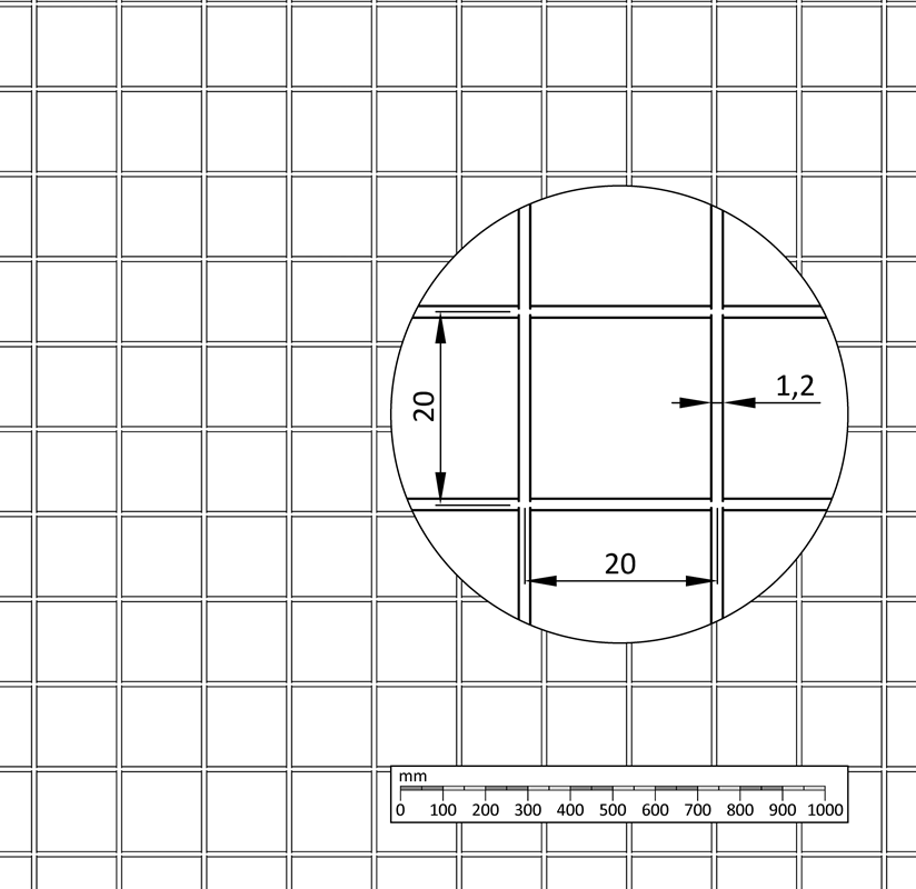 E1-NZS 30x30 - Nerezové zvárané sito - cena za 1m2; Šírka: 1000mm; Materiál: AISI304, Max. dĺžka 30 metrov