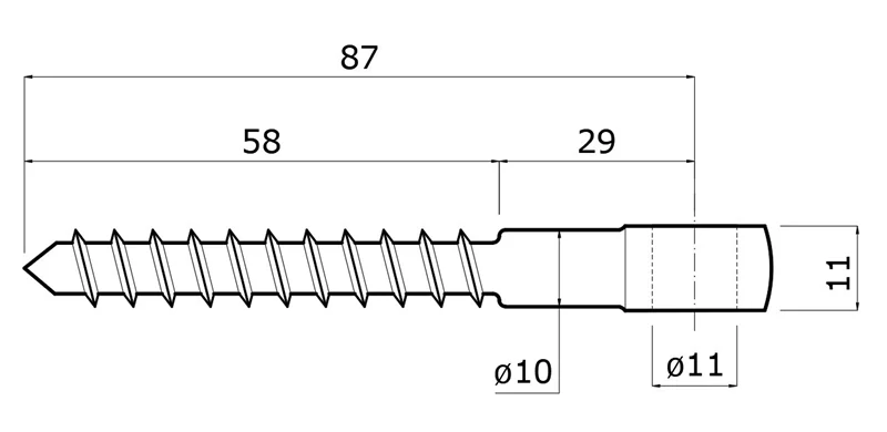 EB1-OLD6 Úchyt do dreva pre držiak lanka, nerez AISI304