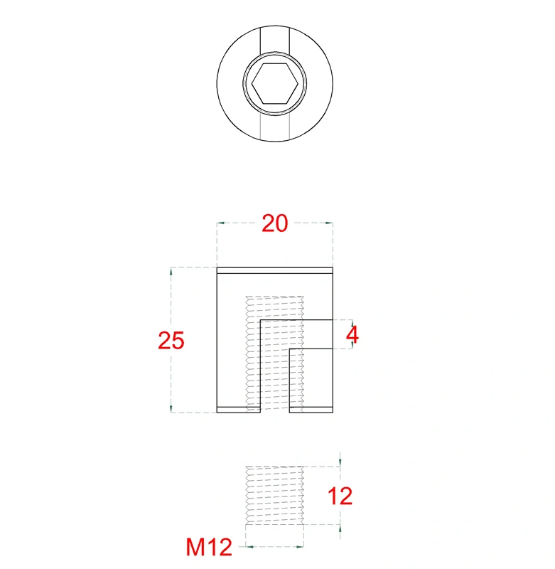 EB1-LVY4 - Úchyt pre nerezové lanko ø4mm, brúsená nerez K320/AISI304