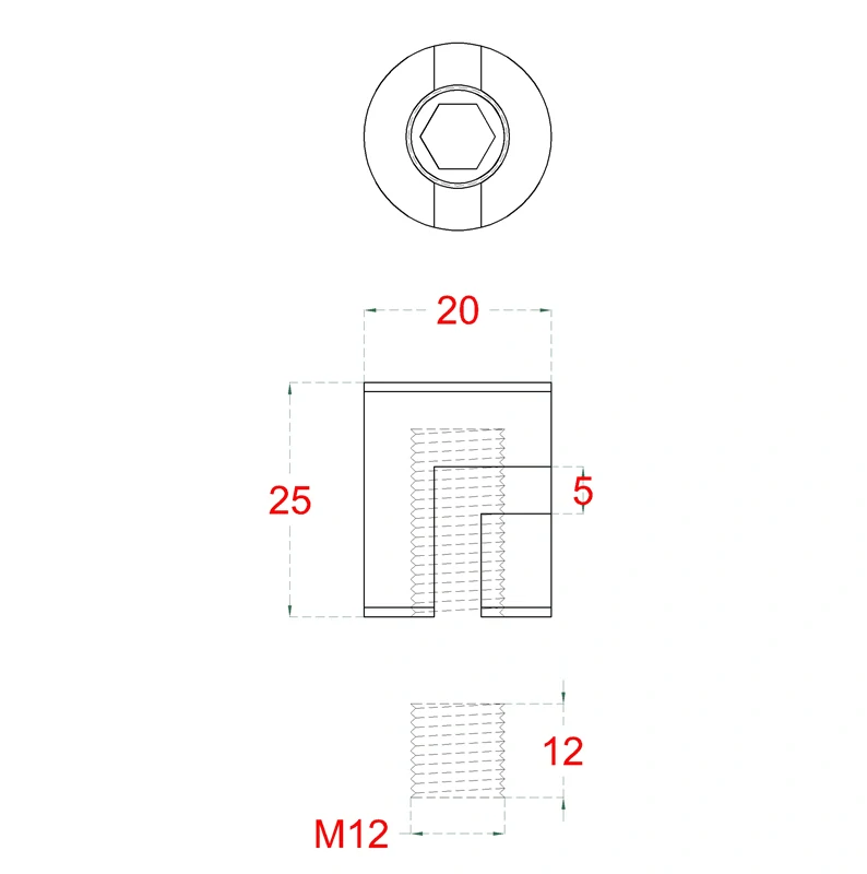 EB1-LVY5 - Úchyt pre nerezové lanko ø5mm, brúsená nerez K320/AISI304