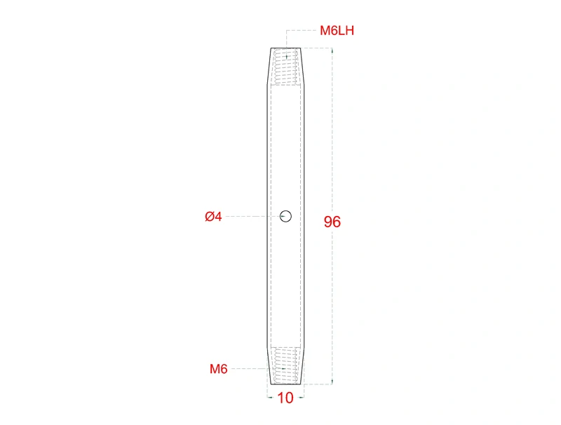 EB1-LN1M4 telo šponováka pre nerezové lanko, so závitom M4-M6 a LH4-LH6, brúsená nerez K320/ AISI304