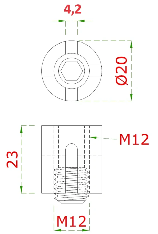 EB1-LVX-M - Úchyt pre nerez lanko ø3-5mm so závitom, brúsená AISI304