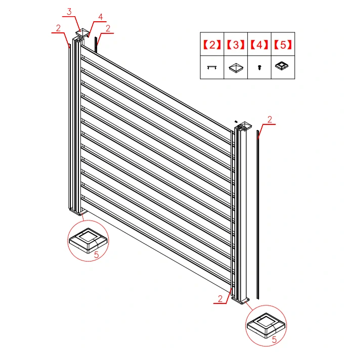 AL-BR-STLP-5 Plotový stĺpik 65 x 65 x 1857,5 mm s pätkou pre AL-BR-FNC-2G