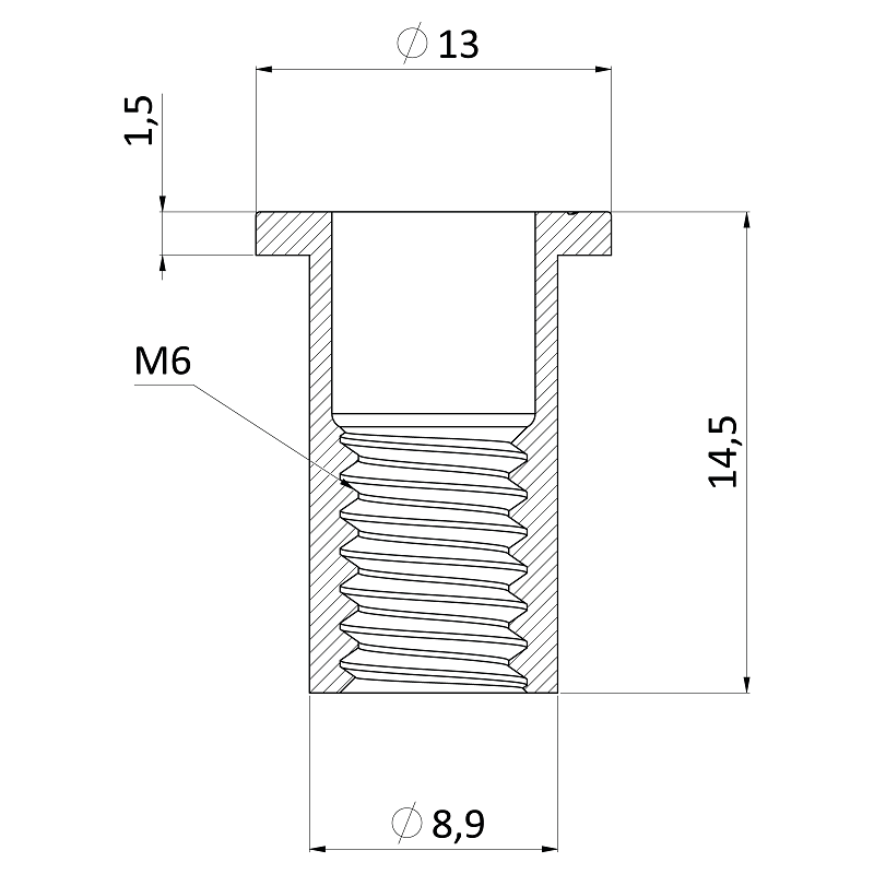 FH-KB matica nitovacia M3-M12 plochá hlava, rýhovaný driek