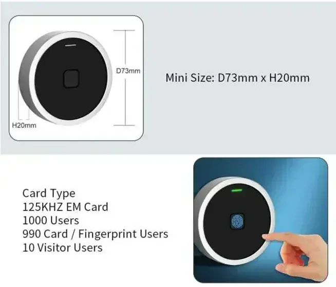 SF7 Prístupový systém s rýchlou čítačkou odtlačku prstov + čítačka čipov RFID