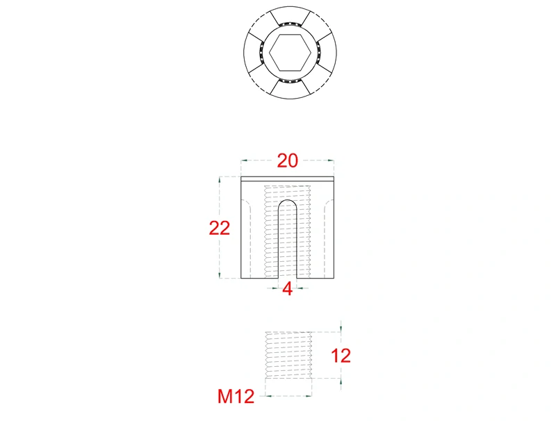 EB1-LVX Úchyt pre nerezové lanko ø3-5mm, brúsená nerez AISI304