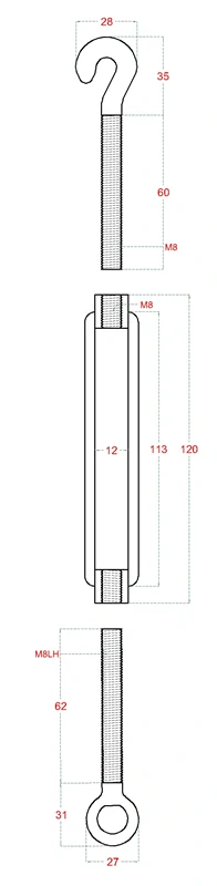 E1-LMM šponovák so závitom M4-M8 a LH4-LH8, nerez AISI304