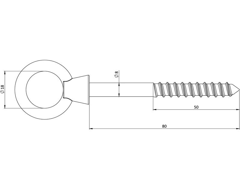 E2-8268 skrutky s okom a závitom do dreva, Art.8268 A4/AISI316