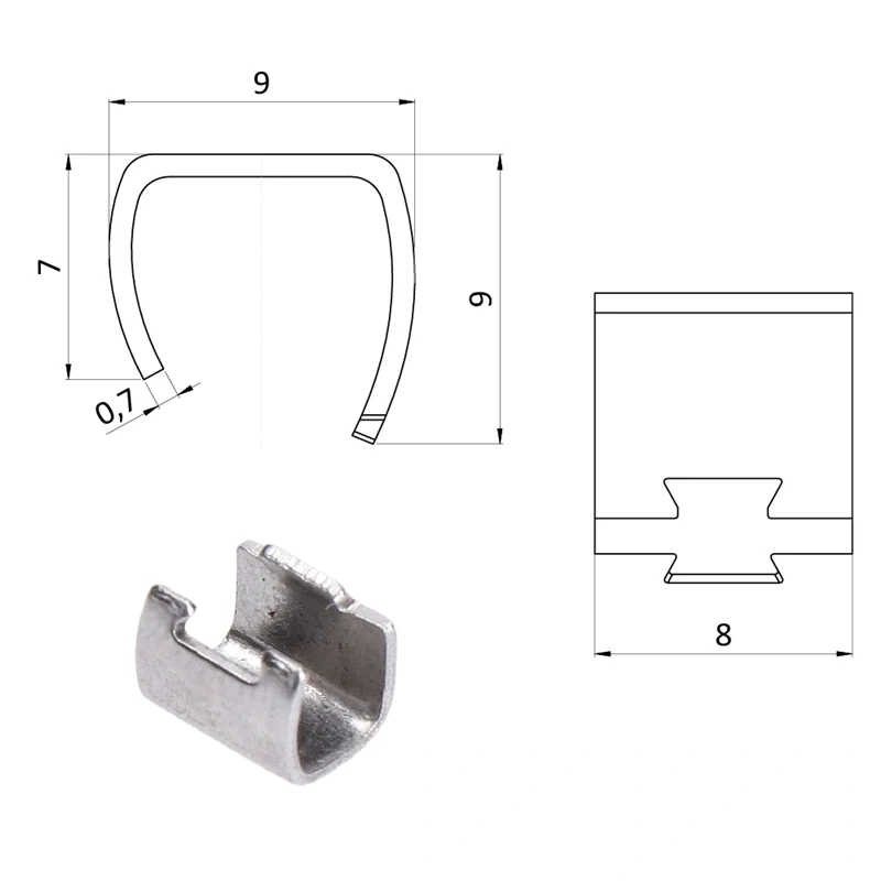 EB2-LPO02  Nerezové puzdro pre dve 2 mm lanká otvorené, AISI 316