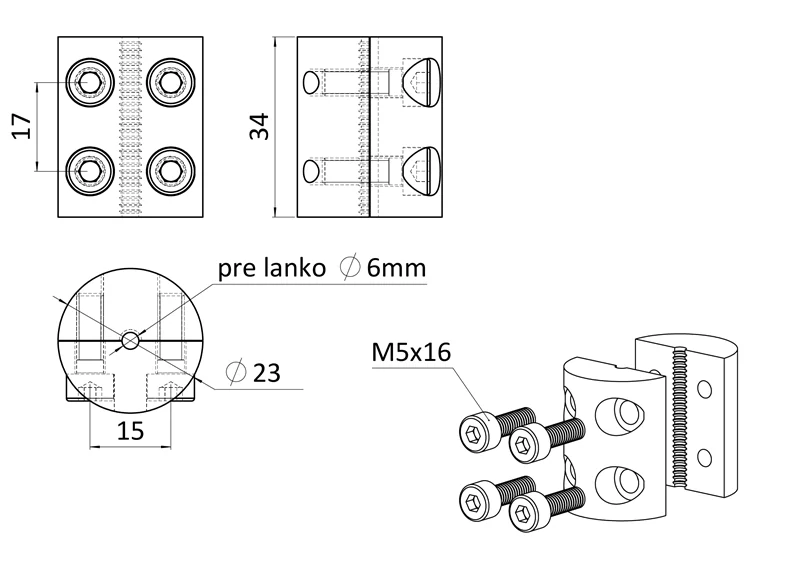 EB1-DLS- Úchyt pre nerezové lanko ø2-6mm (barelová svorka),nerez K320/AISI304