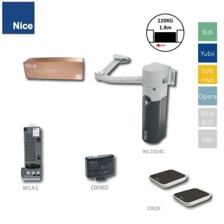 NICE Walky Kit1024 sada pre jednokrídlovú bránu do 1,8m / krídlo, 1x WL1024C, 1x WLA1, 2x ON2E, 1x OXIBD