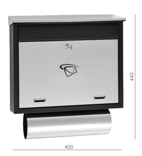 Schránka poštová (400x440x100mm) nerez/ čierna, max. formát listu: C4, leštená nerez /AISI430