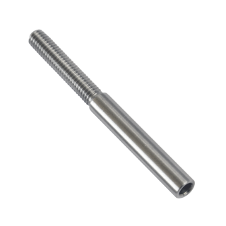 EB1-LK4 úchyt (lepiaci) pre nerezové lanko ø 4mm s vonkajším závitom M6 x 30mm, ( ø 7mm / L: 70mm), brúsená nerez K320 /AISI304, použiť lepidlo MD-GEL454/20