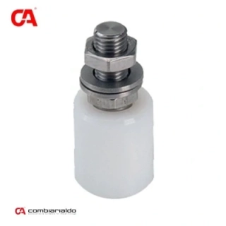 C450IX/40x45 nerezové vodiace koliesko 40x45mm, závit M16 pre horné vedenie posuvnej brány, nylón /nerez /AISI304