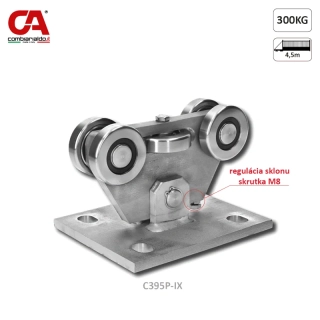 C395P-IX nerezový vozík PICCOLO do profilu (67x67mm) pre samonosné brány do 200kg/ otvor: 4.5m