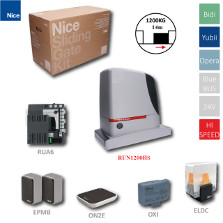 RUN1200HS-KIT HI-SPEED Sada pre rýchly pohon pre posuvnú bránu do 1200kg, 24V, v-32cm/ s, 700W, 1x OXIBD, 1x EPMB, 1x ON2E, 1x ELDC