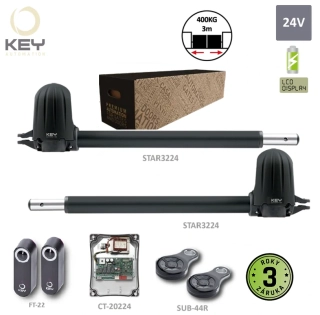 KEY STAR3224KR -  2x STAR3024, 1x CT-20224, 2x PLAY4R, 1 pár FT32, sada pre dvojkrídlovú bránu do 3m / krídlo,