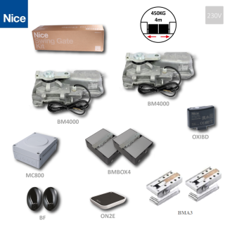 NICE L-FAB4000 podzemná sada pre dvojkrídlovú bránu do 4m / krídlo, 2x BM4000 (230V, 340W, 500Nm), 1x MC800, 1x ON2E, 1x OXIBD, 1 pár BF, 2x BMBOX4, 2x BMA3