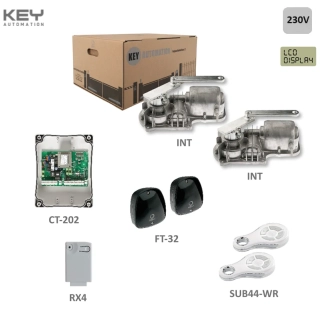 KEY UNDERKIT 2x INT, 1x CT-202, 1x RX4, 1 pár FT-32, 2x SUB-44WR, podzemný pohon so základovou pre krídlovú bránu do 3m / krídlo,