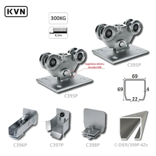 C Set-P-4/Zn-K-DIER - Samonos do 300 kg/4,5 m, profil s otvormi 69 x 69 x 4 mm, Zn