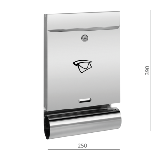 EL1-PS2 Schránka poštová (390x250x60mm),vhod (20x240mm) max. formát listu: A4, leštená nerez /AISI304