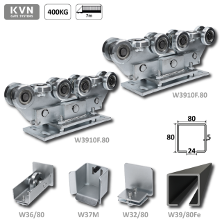 W Set80/Fe-10 - 80x80x5mm posuvnej brány do 400kg/7m otvor (W39/80Fe 6m čierný