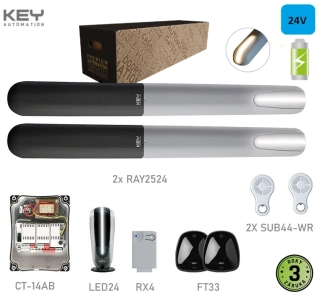 KEY RAY 2524 K, 2x pohon,2x SUB-44WR,1x CT-14AB2,1x RX4,1pár FT-32,1x LED24 pre dvojkrídlovú bránu do 2.5m/ krídlo