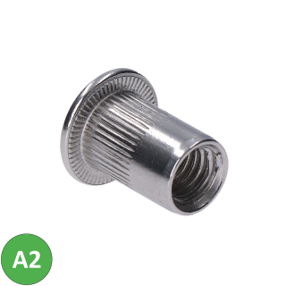 E1NLM nerezová límcová nitovacia matica M5-M10, ryhovaný driek, AISI304