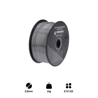 E71T-GS-0.9 - drôt zvárací FLUX - 0.9mm, Metóda: MIG (Flux / FCAW) , Priemer cievky: 100 mm , Vnútorný priemer: 17 mm, 1 kg.