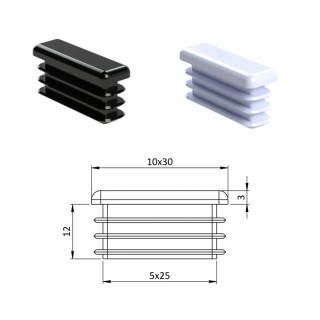 ZP10x30 Obdĺžnikové, materiál polyetylén, Biela, Čierna, 
