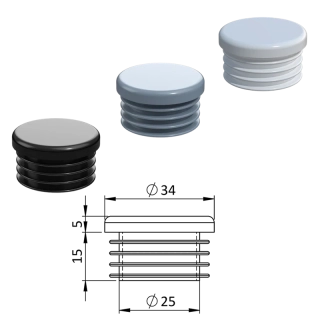 ZO 1, Vnútorná krytka guľatá ø 34 mm, plastová, Biela, Čierna, Šedá