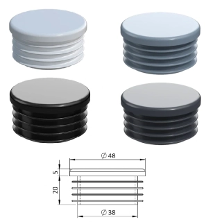 ZO 1 1/2nútorná krytka guľatá ø 48 mm, plastová,  Antracit, Biela, Čierna, Šedá
