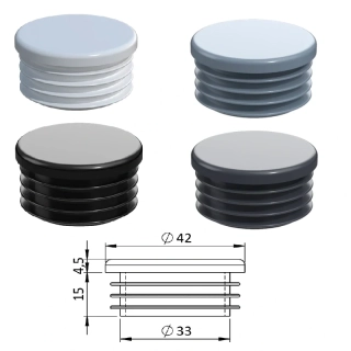 ZO 1 1/4  Vnútorná krytka guľatá ø 42 mm, plastová, Antracit, Biela, Čierna, Šedá