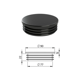 ZO 3BLACK Vnútorná krytka guľatá ø 90 mm, plastová, čierna
