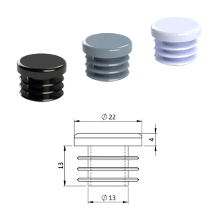 ZO22 Okrúhle,Vnútorná krytka guľatá ø 22 mm, plastová,  Biela, Čierna, Šedá