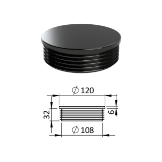 ZO120 Okrúhle, Vnútorná krytka guľatá ø 120 mm, plastová, čierna