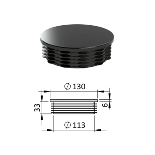 ZO130 Vnútorná krytka guľatá ø 130 mm, plastová, čierna