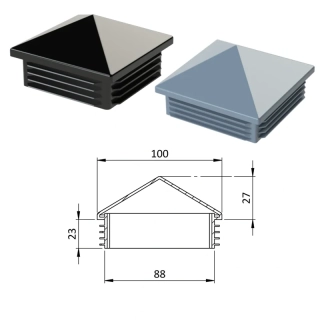 ZKK100x100 Štvorcové so strieškou, materiál polyetylén, Čierná, Sivá