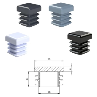 ZK25x25 Plastové zátky štvorcové, materiál polyetylén - Antracit, Biela, Čierna, Šedá