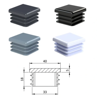 ZK40x40 Plastové zátky štvorcové, materiál polyetylén - Antracit, Biela, Čierna, Šedá