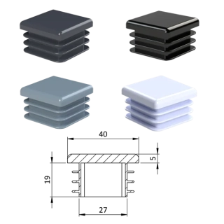 40x40/3-5 Plastové zátky štvorcové, materiál polyetylén - Antracit, Biela, Čierna, Šedá