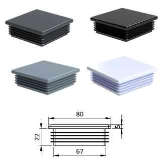 ZK80x80  Krytka plastová 80 x 80 mm, Antracit, Biela, Čierna, Šedá