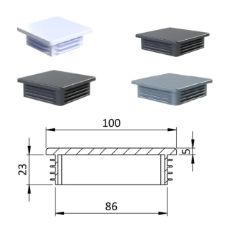 100x100 Plastové zátky štvorcové, materiál polyetylén - Antracit, Biela, Čierna, Šedá